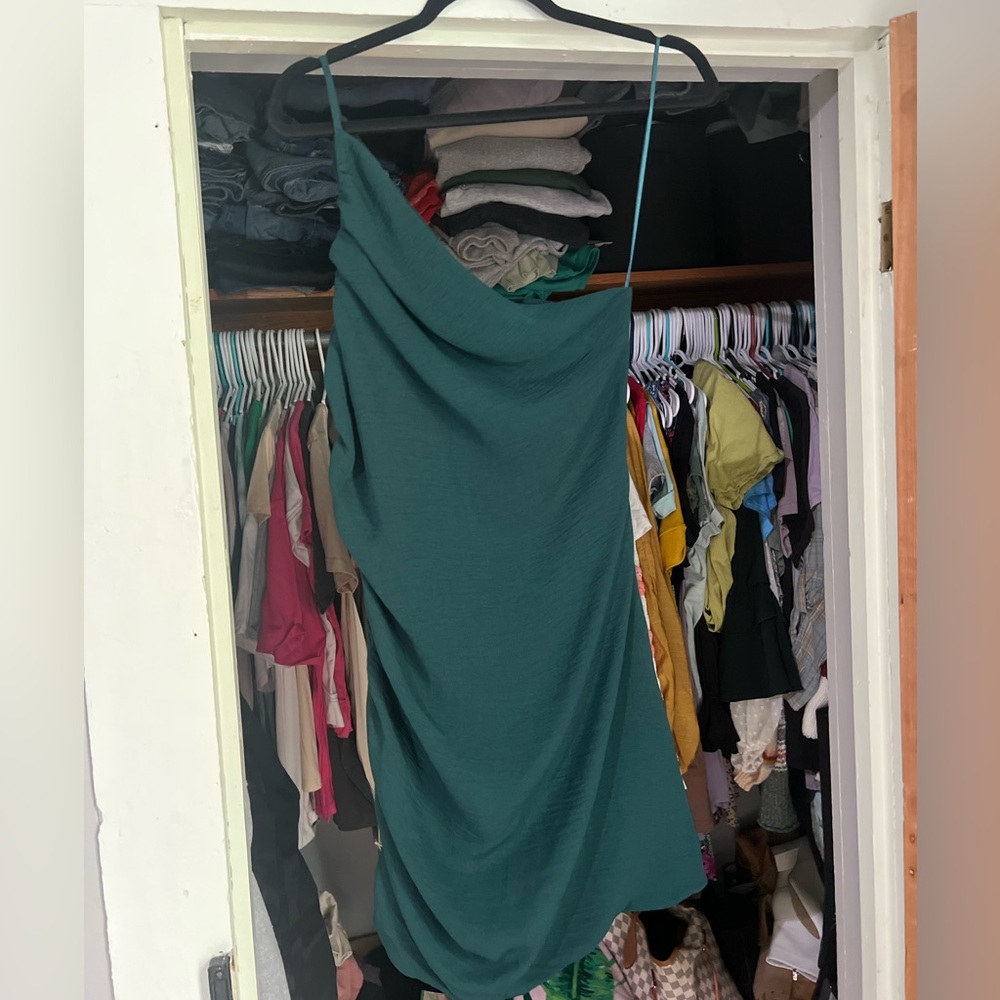 Ruched silk mini dress